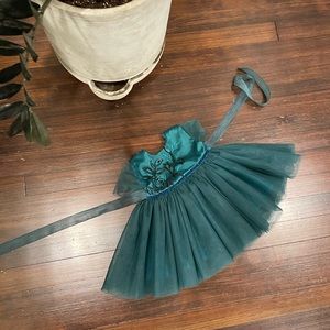 Children’s dark green holiday Christmas dress